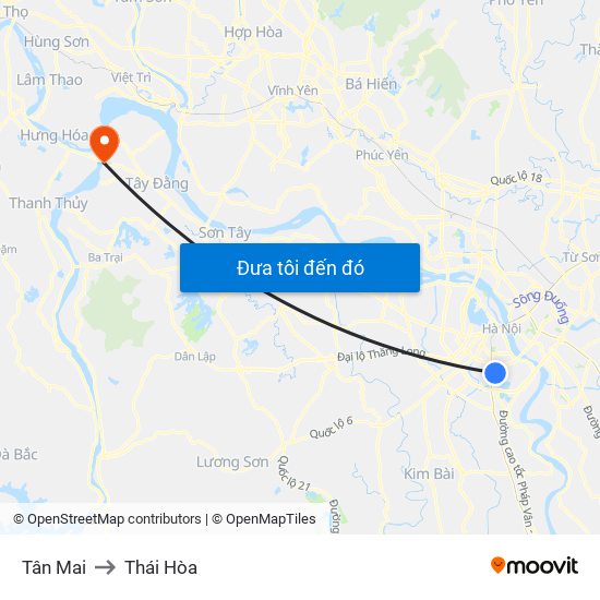 Tân Mai to Thái Hòa map