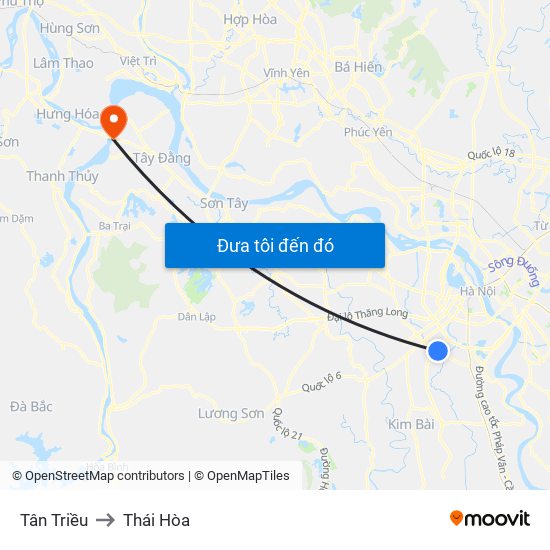 Tân Triều to Thái Hòa map