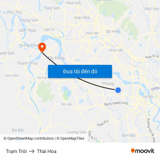 Trạm Trôi to Thái Hòa map