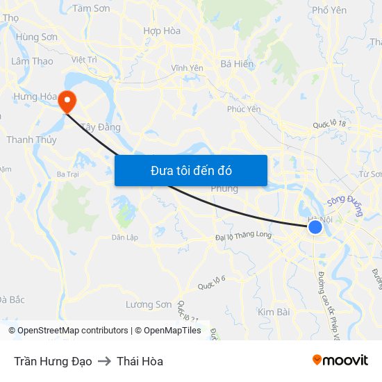 Trần Hưng Đạo to Thái Hòa map