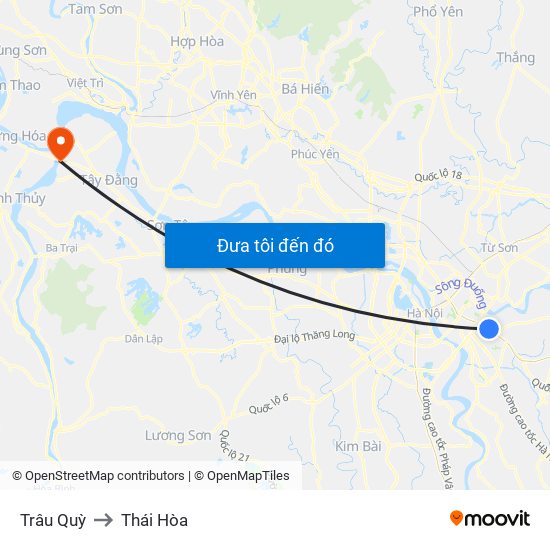 Trâu Quỳ to Thái Hòa map