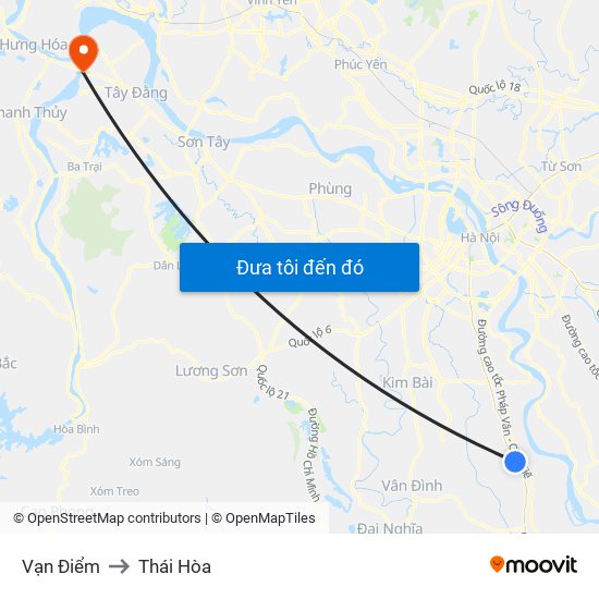Vạn Điểm to Thái Hòa map