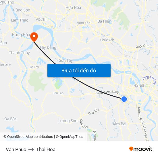 Vạn Phúc to Thái Hòa map