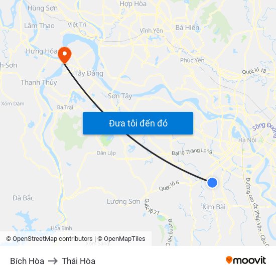 Bích Hòa to Thái Hòa map