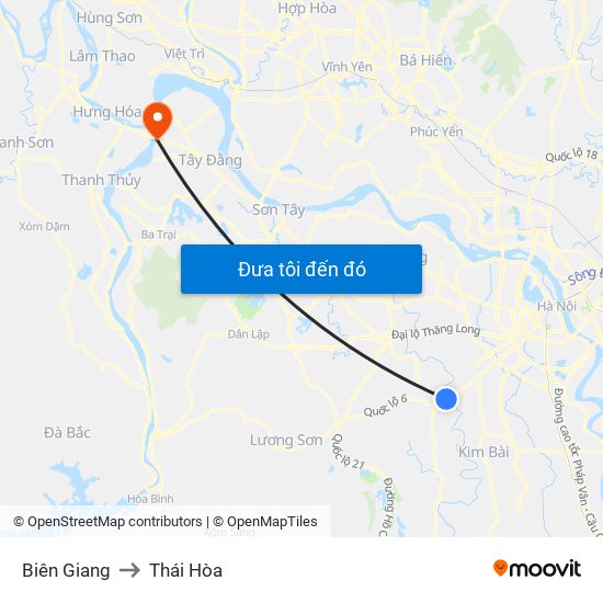 Biên Giang to Thái Hòa map