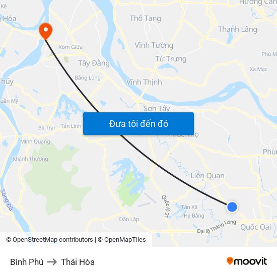 Bình Phú to Thái Hòa map