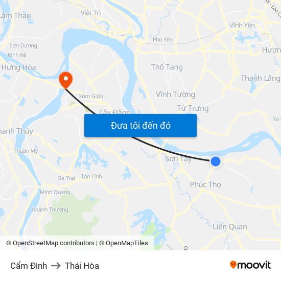 Cẩm Đình to Thái Hòa map