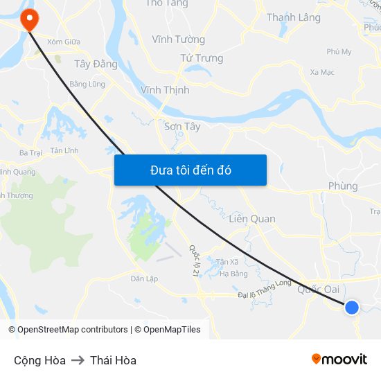 Cộng Hòa to Thái Hòa map