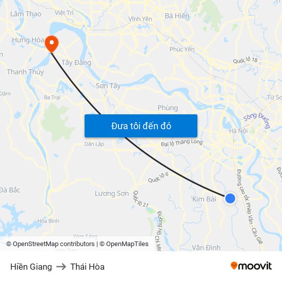 Hiền Giang to Thái Hòa map