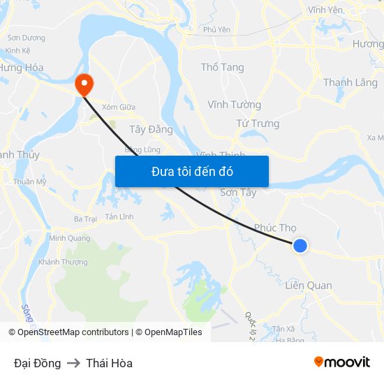 Đại Đồng to Thái Hòa map