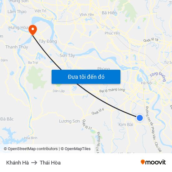 Khánh Hà to Thái Hòa map