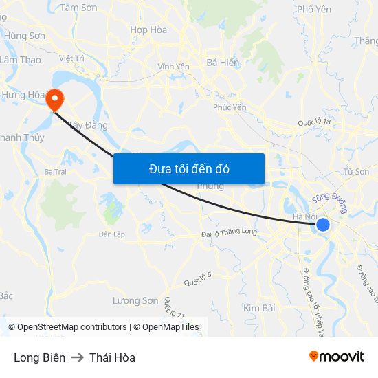 Long Biên to Thái Hòa map