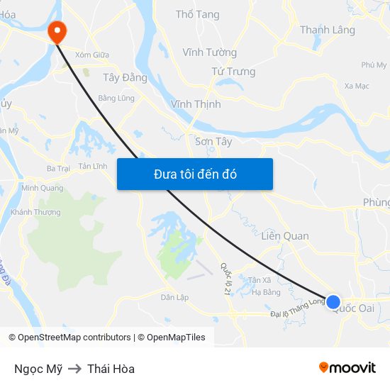 Ngọc Mỹ to Thái Hòa map