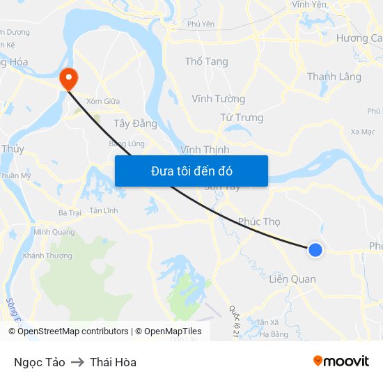 Ngọc Tảo to Thái Hòa map