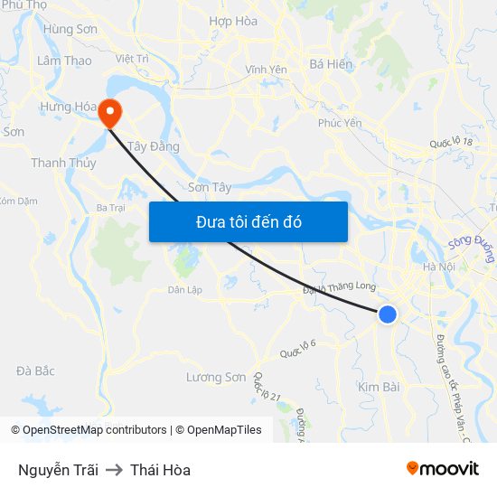 Nguyễn Trãi to Thái Hòa map