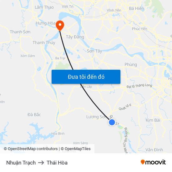 Nhuận Trạch to Thái Hòa map