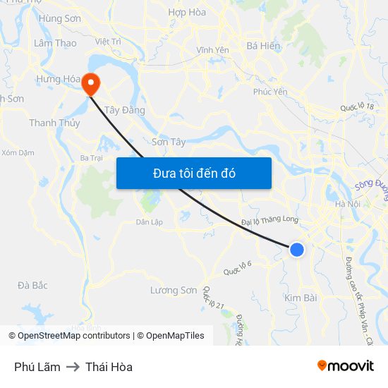 Phú Lãm to Thái Hòa map