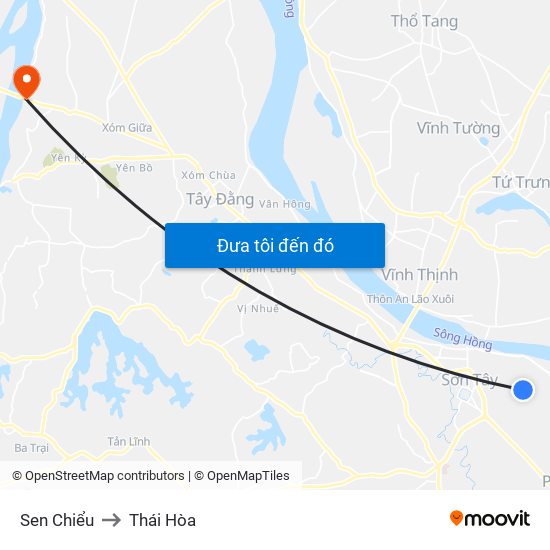 Sen Chiểu to Thái Hòa map