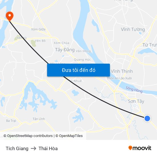 Tích Giang to Thái Hòa map