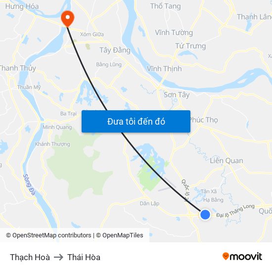 Thạch Hoà to Thái Hòa map