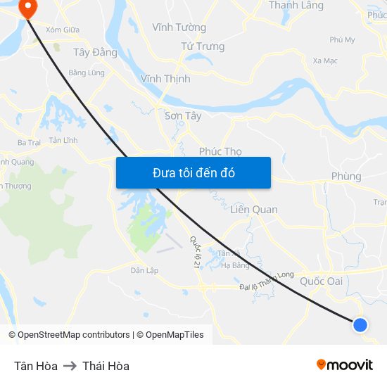 Tân Hòa to Thái Hòa map