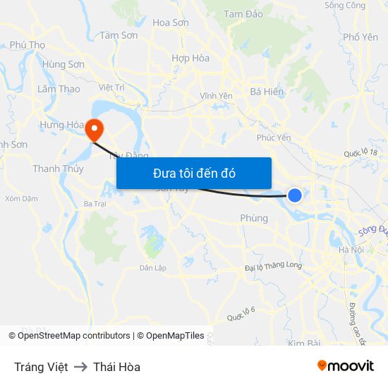 Tráng Việt to Thái Hòa map