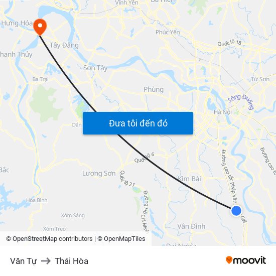 Văn Tự to Thái Hòa map