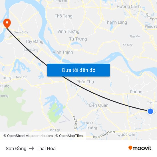 Sơn Đồng to Thái Hòa map