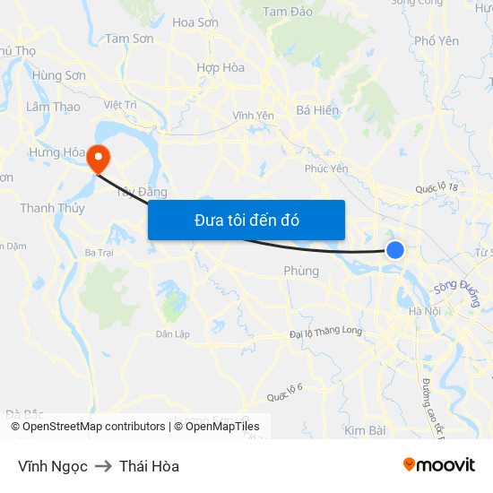 Vĩnh Ngọc to Thái Hòa map