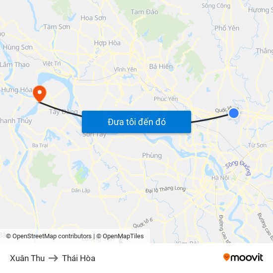 Xuân Thu to Thái Hòa map