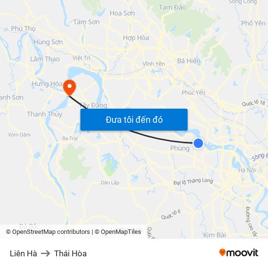 Liên Hà to Thái Hòa map