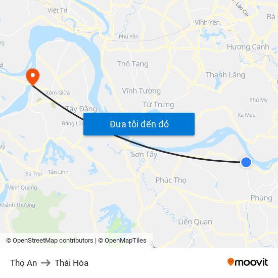 Thọ An to Thái Hòa map