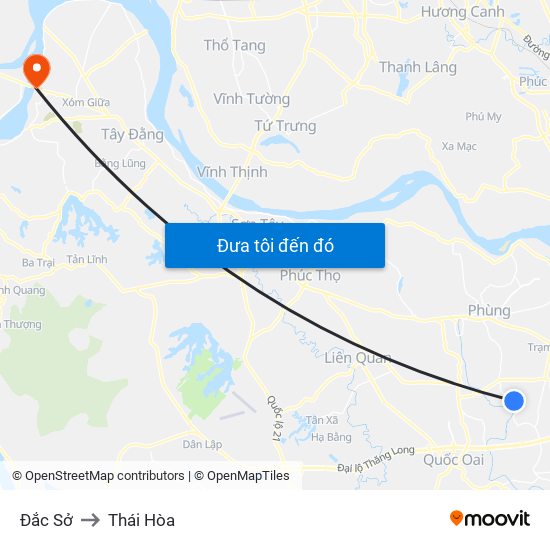 Đắc Sở to Thái Hòa map