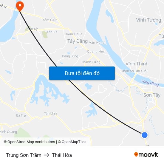 Trung Sơn Trầm to Thái Hòa map