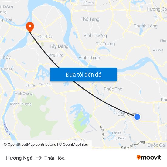 Hương Ngải to Thái Hòa map