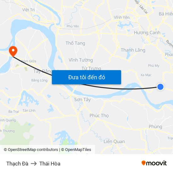 Thạch Đà to Thái Hòa map