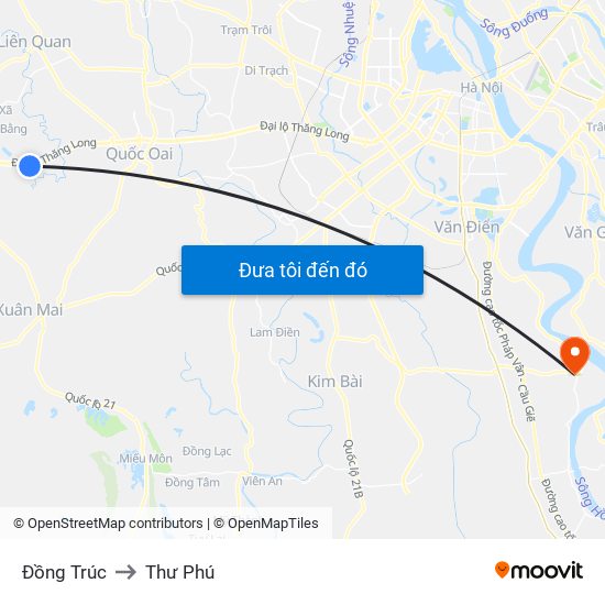 Đồng Trúc to Thư Phú map