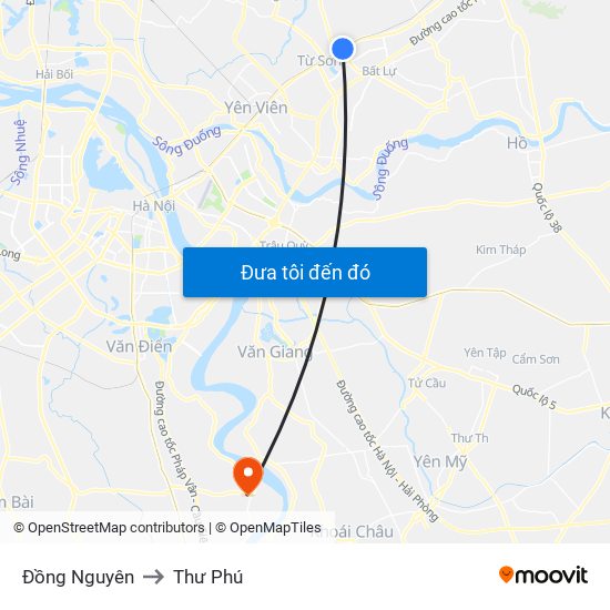 Đồng Nguyên to Thư Phú map