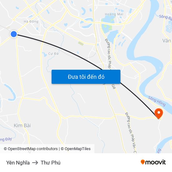 Yên Nghĩa to Thư Phú map