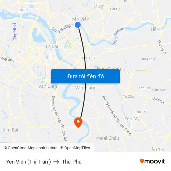 Yên Viên (Thị Trấn ) to Thư Phú map