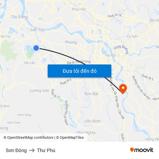 Sơn Đông to Thư Phú map