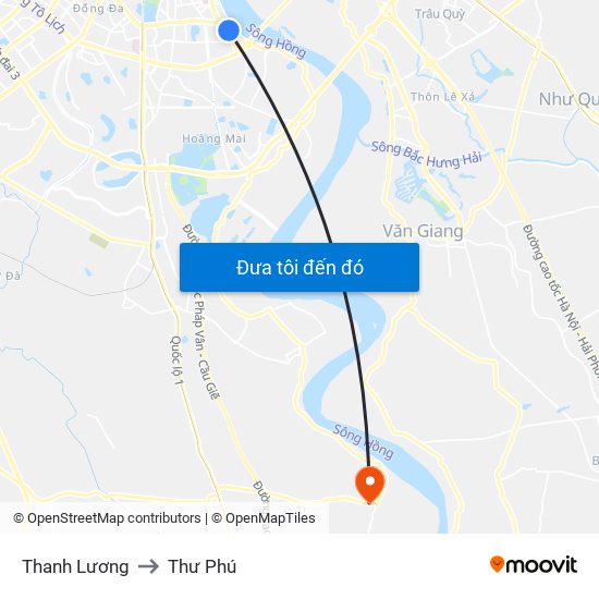 Thanh Lương to Thư Phú map