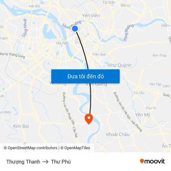 Thượng Thanh to Thư Phú map