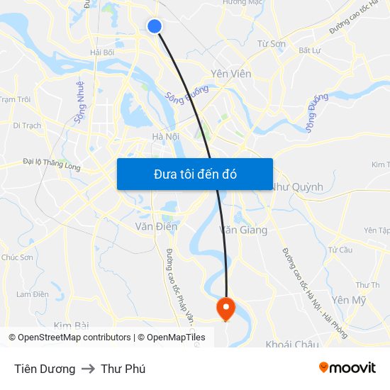 Tiên Dương to Thư Phú map