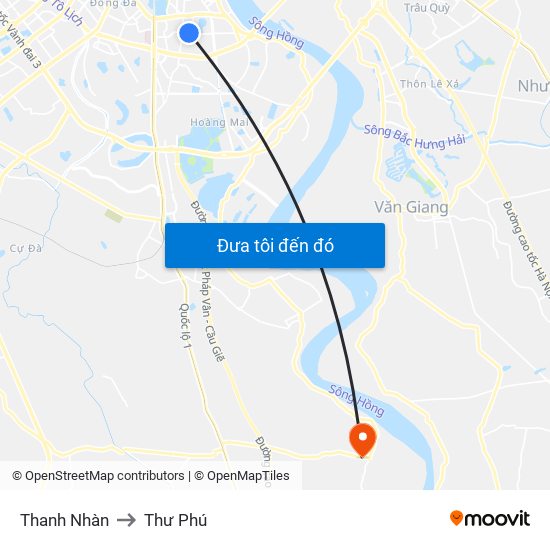 Thanh Nhàn to Thư Phú map