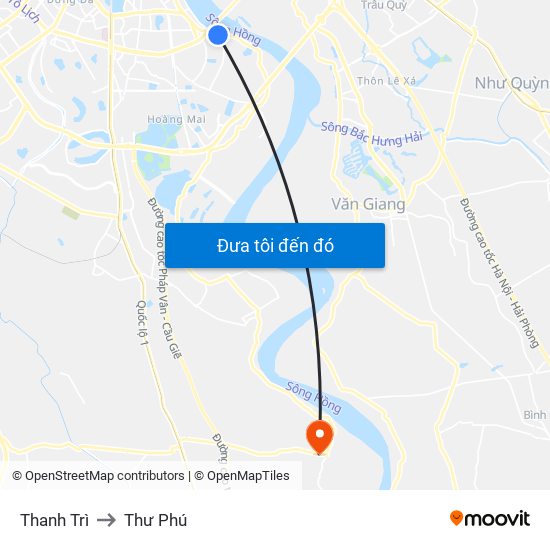 Thanh Trì to Thư Phú map