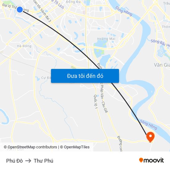 Phú Đô to Thư Phú map
