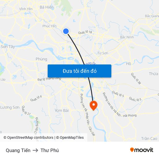 Quang Tiến to Thư Phú map