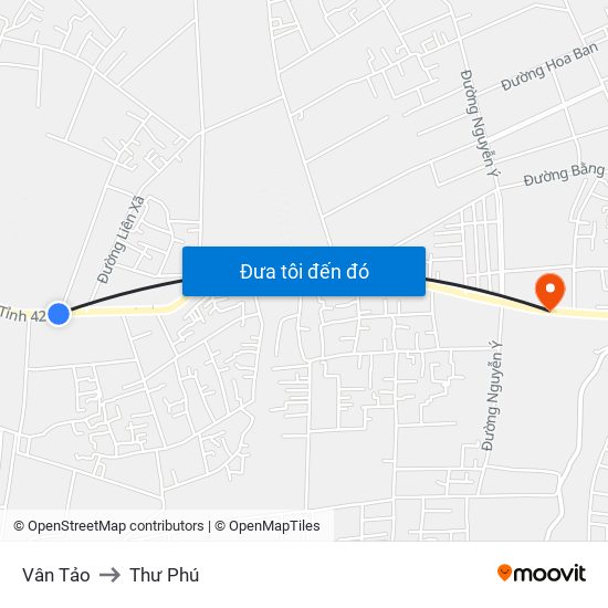 Vân Tảo to Thư Phú map
