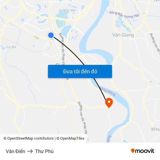 Văn Điển to Thư Phú map